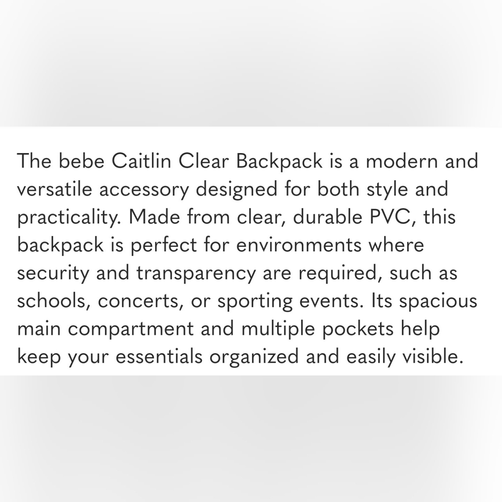 Bebe Clear and Black Women's Backpack - Picture 5 of 8